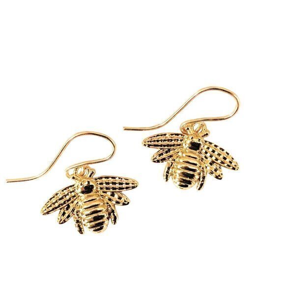Bee Earrings Gold Bumble Honey Bee Earrings On14k Gold Filled Wires Womens Girls